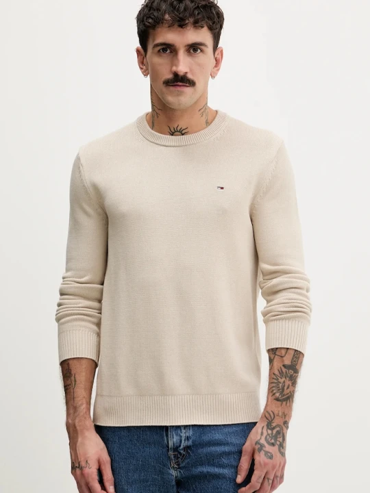 Zdjęcie produktu Tommy Jeans sweter bawełniany beżowy