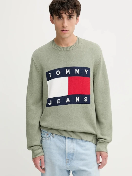 Zdjęcie produktu Tommy Jeans sweter bawełniany zielony