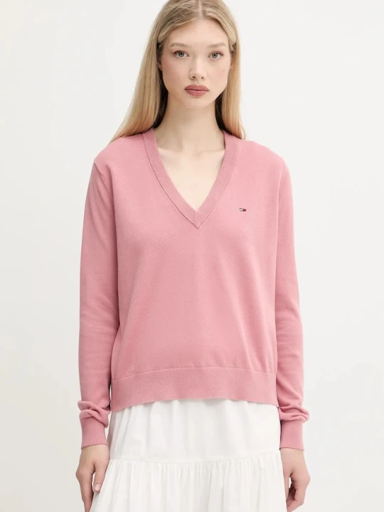 Zdjęcie produktu Tommy Jeans sweter damski bawełniany różowy