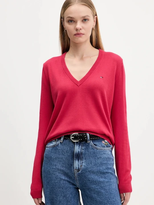 Zdjęcie produktu Tommy Jeans sweter damski bawełniany różowy
