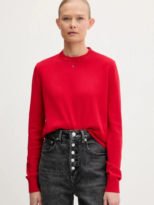 Zdjęcie produktu Tommy Jeans sweter damski bawełniany czerwony