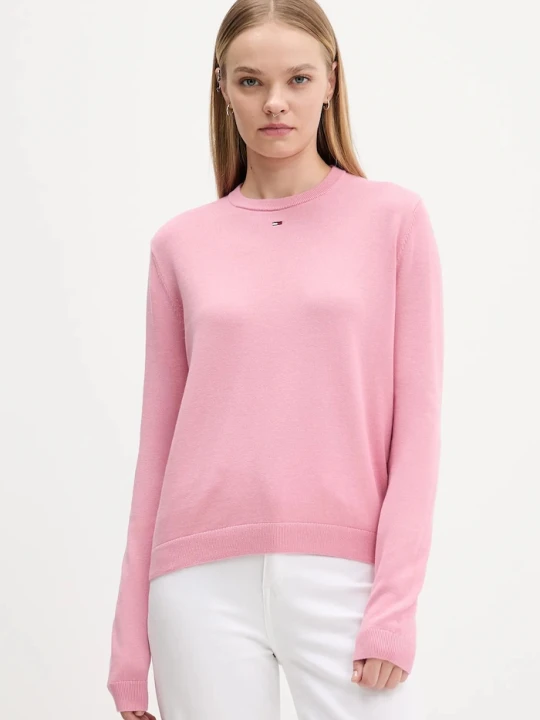 Zdjęcie produktu Tommy Jeans sweter damski bawełniany różowy