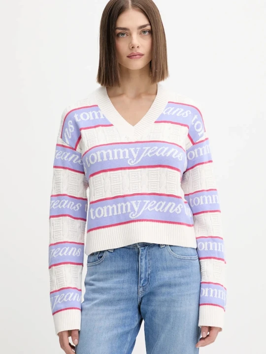 Zdjęcie produktu Tommy Jeans sweter bawełniany beżowy