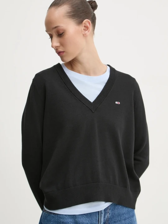Zdjęcie produktu Tommy Jeans sweter damski bawełniany czarny