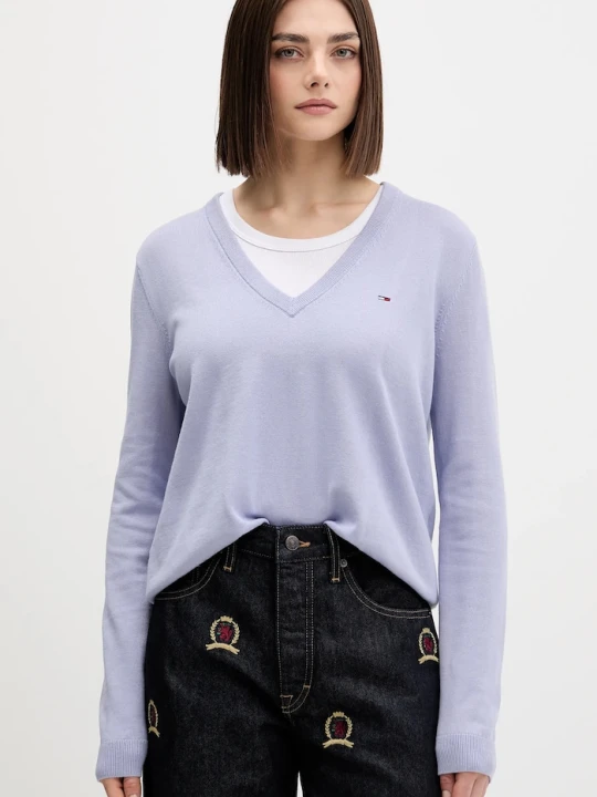 Zdjęcie produktu Tommy Jeans sweter damski bawełniany niebieski