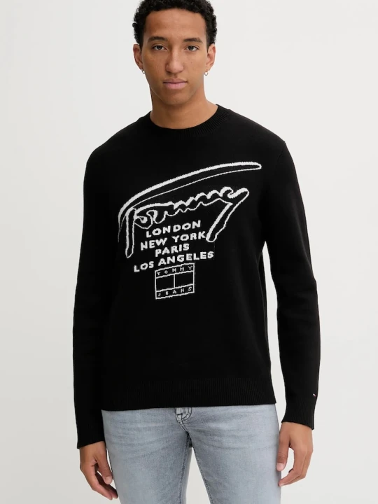 Zdjęcie produktu Tommy Jeans sweter bawełniany czarny