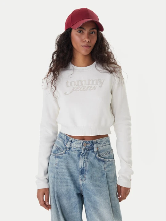Zdjęcie produktu Tommy Jeans Sweter Chenille DW0DW22028 Écru Regular Fit Kremowy
