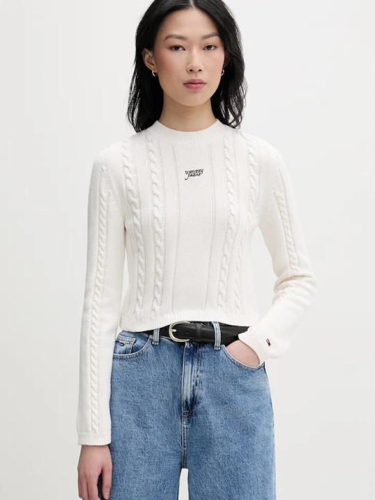 Zdjęcie produktu Tommy Jeans sweter damski bawełniany beżowy