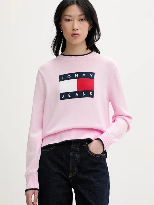 Zdjęcie produktu Tommy Jeans sweter damski bawełniany różowy