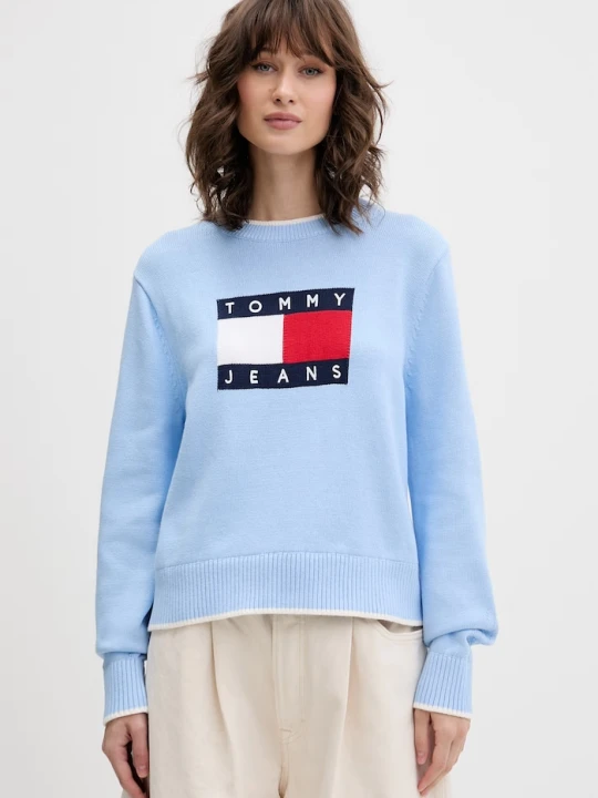 Zdjęcie produktu Tommy Jeans sweter damski bawełniany niebieski