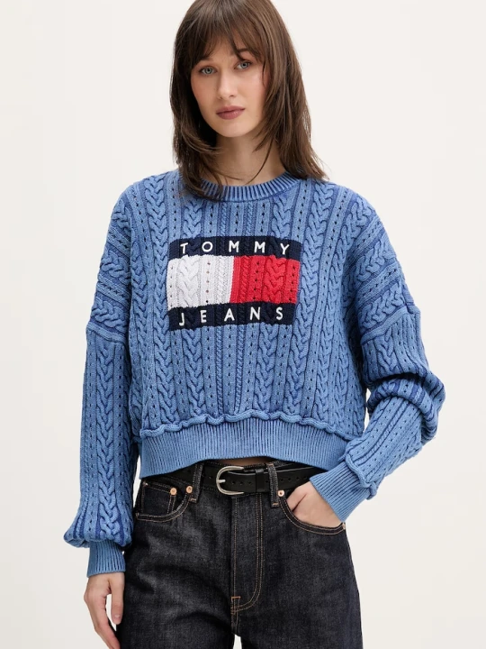 Zdjęcie produktu Tommy Jeans sweter damski bawełniany niebieski