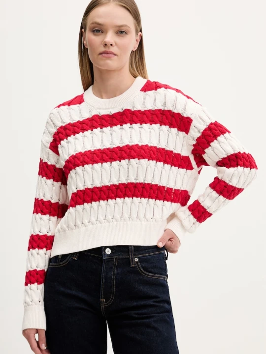 Zdjęcie produktu Tommy Jeans sweter damski bawełniany czerwony