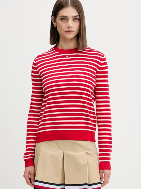 Zdjęcie produktu Tommy Jeans sweter damski bawełniany czerwony