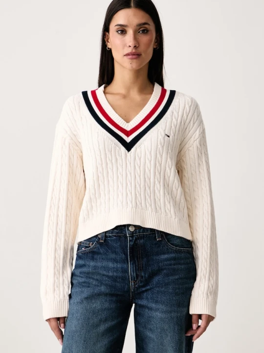 Zdjęcie produktu Tommy Jeans sweter damski bawełniany beżowy