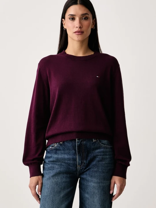 Zdjęcie produktu Tommy Jeans sweter damski bawełniany bordowy