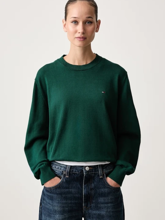 Zdjęcie produktu Tommy Jeans sweter damski bawełniany zielony