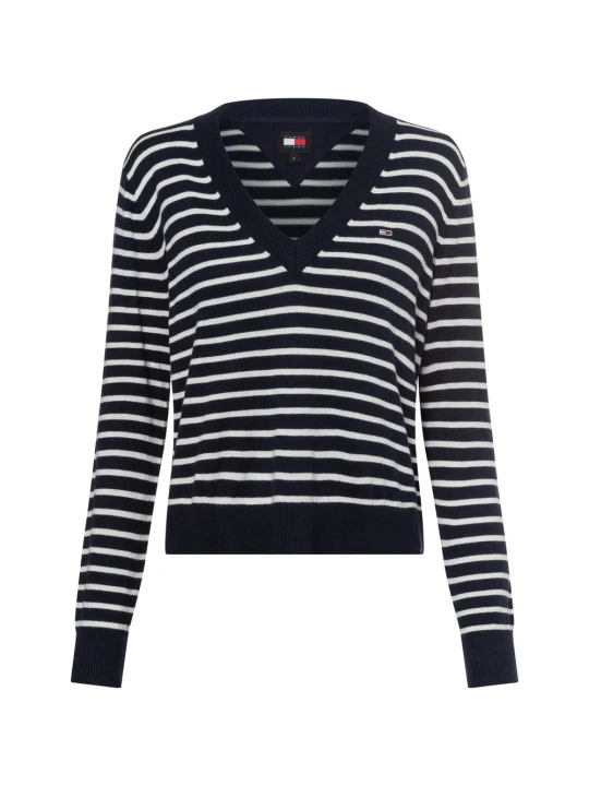 Zdjęcie produktu Tommy Jeans Sweter Kobiety drobna dzianina niebieski | biały