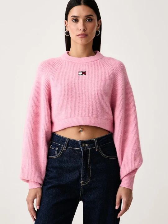 Zdjęcie produktu Tommy Jeans sweter damski z dodatkiem wełny różowy