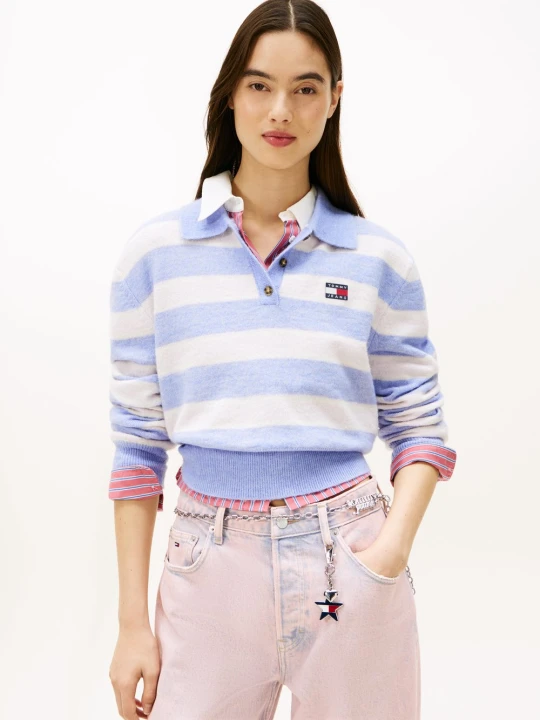 Zdjęcie produktu Tommy Jeans Sweter z zawartością alpaki i wełny Kobiety Sztuczne włókno różowy | biały | lila