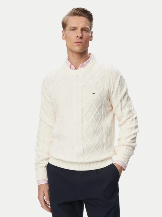 Zdjęcie produktu Tommy Jeans Sweter DM0DM23405 Kremowy Regular Fit