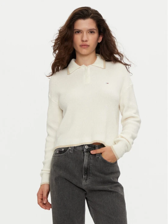 Zdjęcie produktu Tommy Jeans Sweter DW0DW19833 Écru Regular Fit Kremowy