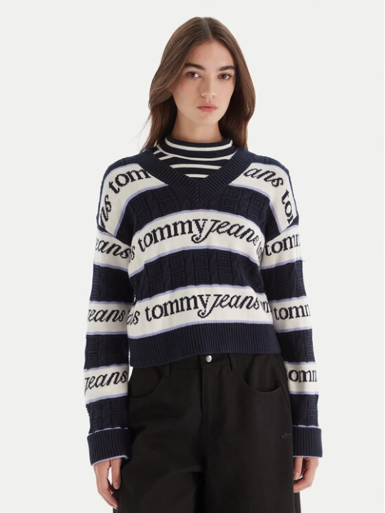 Zdjęcie produktu Tommy Jeans Sweter DW0DW21682 Granatowy Regular Fit