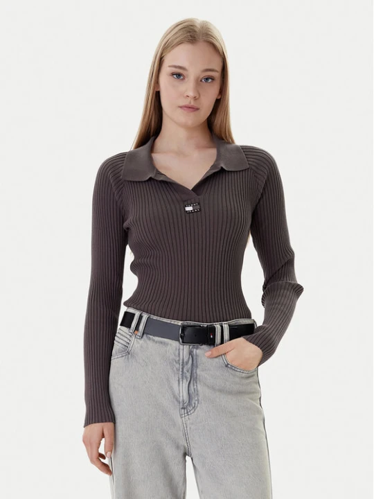 Zdjęcie produktu Tommy Jeans Sweter DW0DW22036 Brązowy Slim Fit