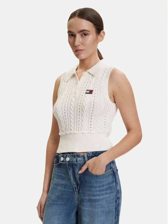 Zdjęcie produktu Tommy Jeans Sweter DW0DW22318 Biały Regular Fit