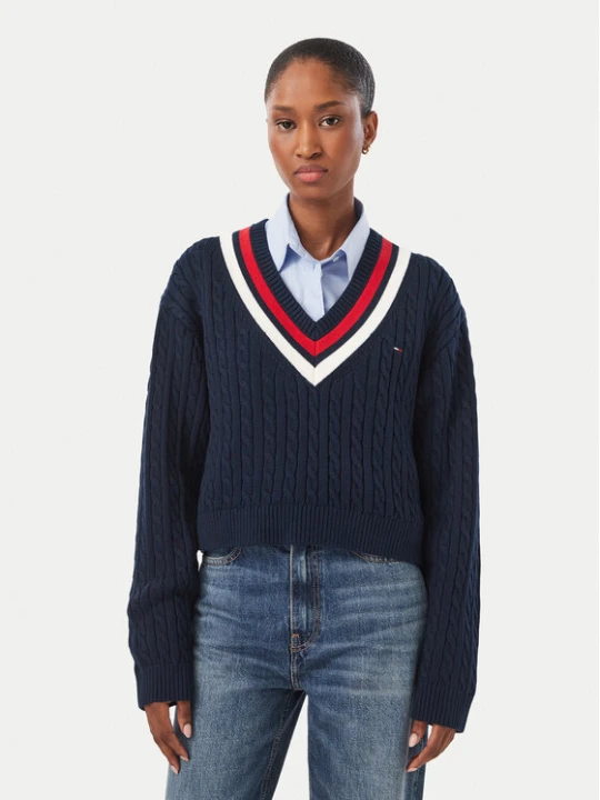 Zdjęcie produktu Tommy Jeans Sweter DW0DW23550 Granatowy Regular Fit