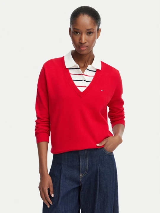 Zdjęcie produktu Tommy Jeans Sweter Essential DW0DW19888 Czerwony Regular Fit