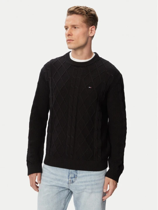 Zdjęcie produktu Tommy Jeans Sweter Flag DM0DM23405 Czarny Regular Fit