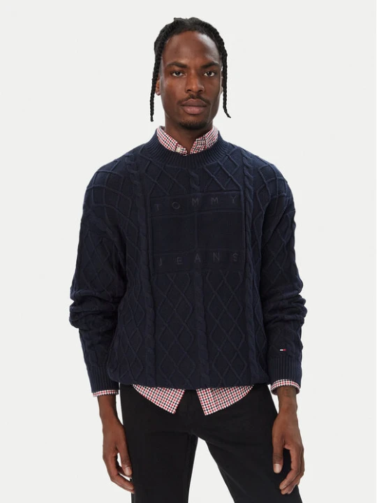 Zdjęcie produktu Tommy Jeans Sweter Flag DM0DM23614 Granatowy Relaxed Fit