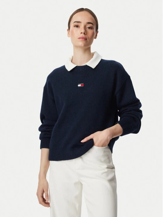 Zdjęcie produktu Tommy Jeans Sweter Fluffy Badge DW0DW23831 Granatowy Regular Fit