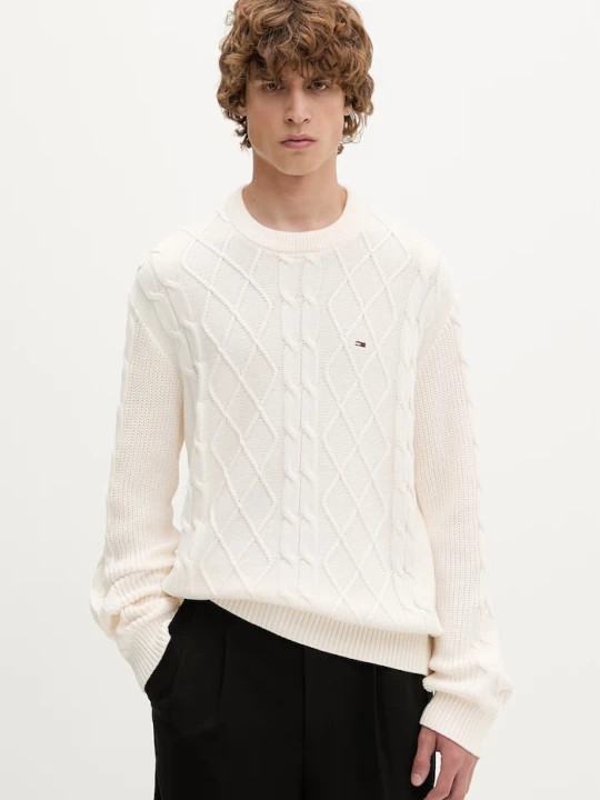 Zdjęcie produktu Tommy Jeans sweter męski bawełniany beżowy
