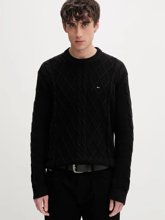 Zdjęcie produktu Tommy Jeans sweter męski bawełniany czarny