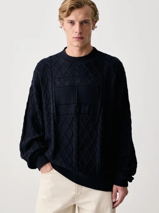 Zdjęcie produktu Tommy Jeans sweter męski bawełniany granatowy