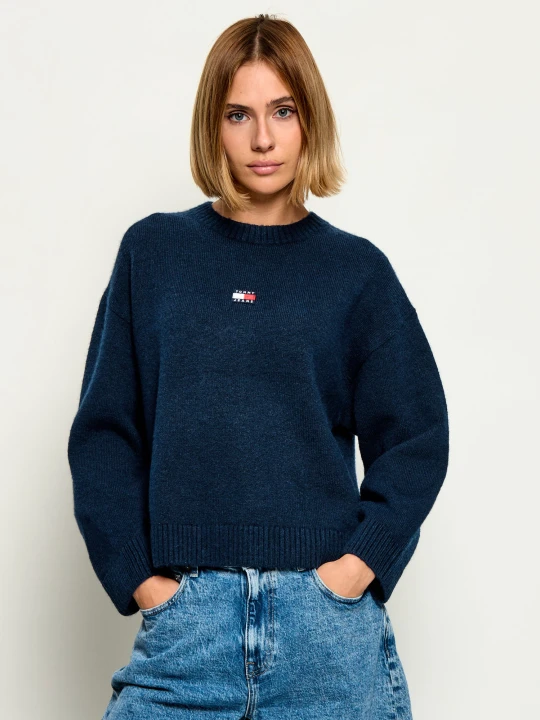 Zdjęcie produktu Tommy Jeans Sweter | Regular Fit | z dodatkiem wełny granatowy