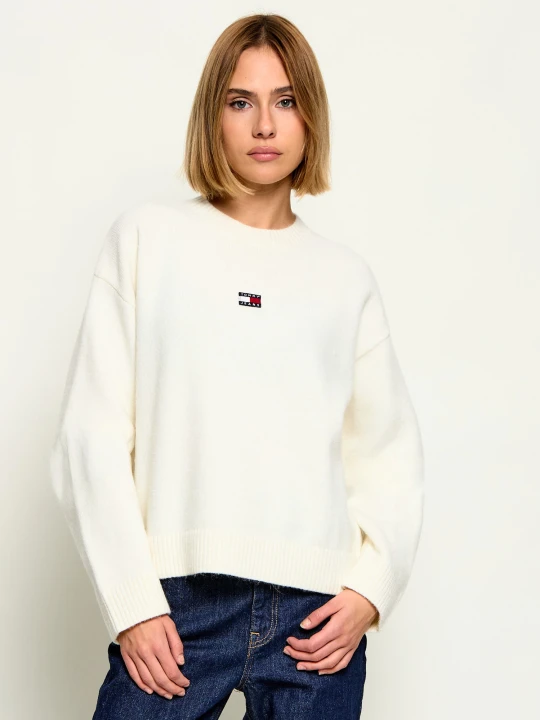 Zdjęcie produktu Tommy Jeans Sweter | Relaxed fit | z dodatkiem wełny ecru