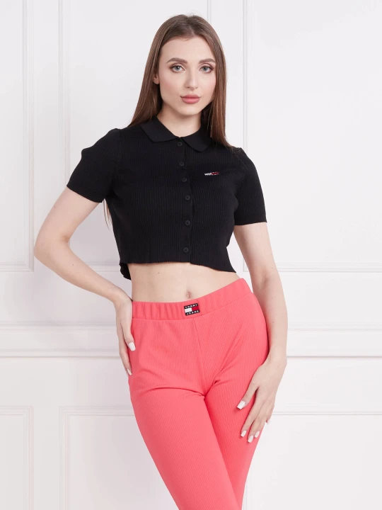 Zdjęcie produktu Tommy Jeans Sweter TJW BUTTON THRU | Cropped Fit czarny