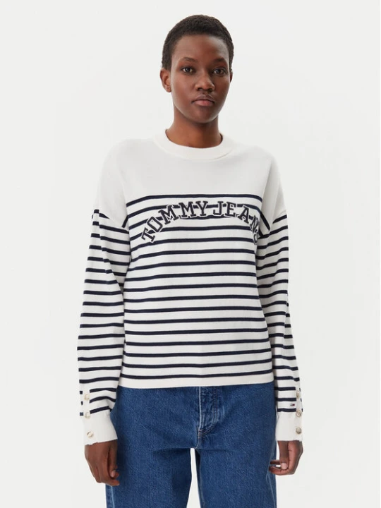 Zdjęcie produktu Tommy Jeans Sweter Varsity DW0DW20251 Écru Regular Fit Kremowy