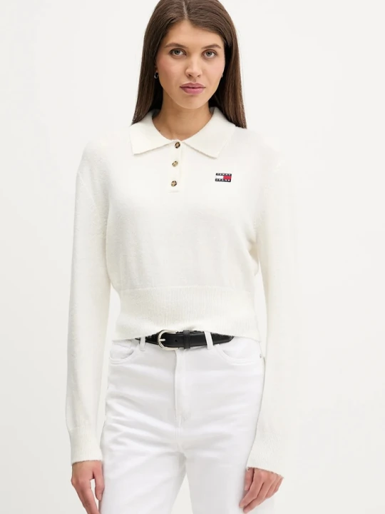 Zdjęcie produktu Tommy Jeans sweter z dodatkiem alpaki beżowy