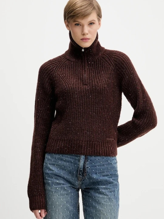 Zdjęcie produktu Tommy Jeans sweter z dodatkiem wełny brązowy