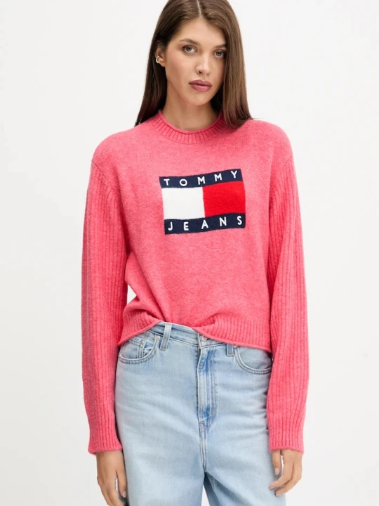 Zdjęcie produktu Tommy Jeans sweter z dodatkiem wełny różowy