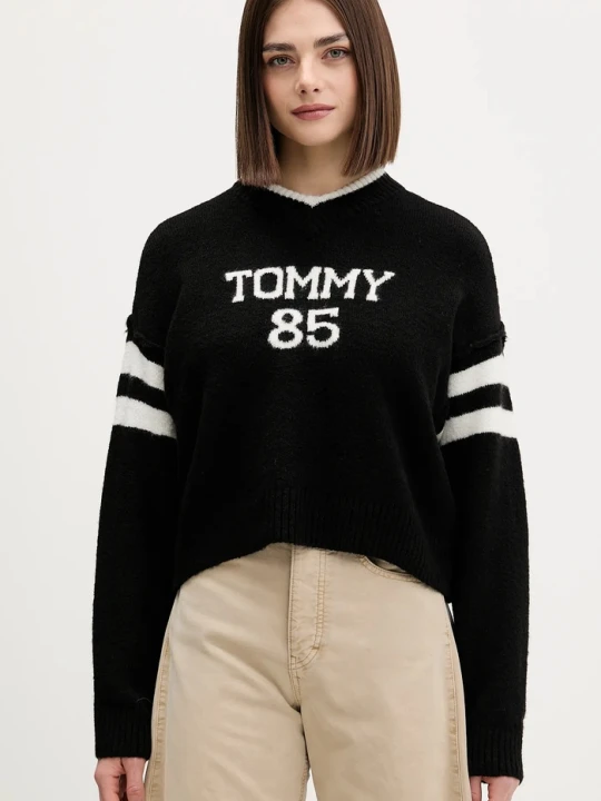 Zdjęcie produktu Tommy Jeans sweter z dodatkiem wełny czarny