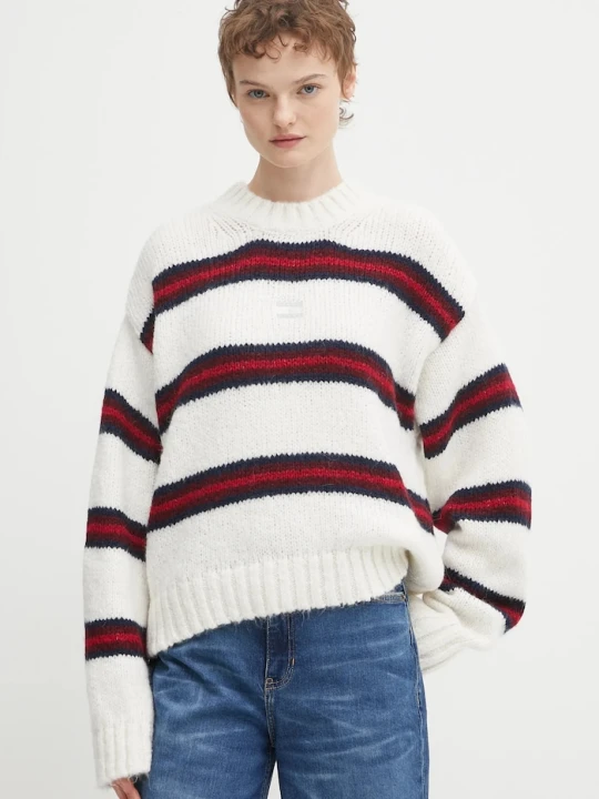 Zdjęcie produktu Tommy Jeans sweter z domieszką alpaki beżowy