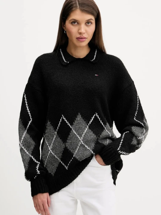 Zdjęcie produktu Tommy Jeans sweter z domieszką alpaki czarny