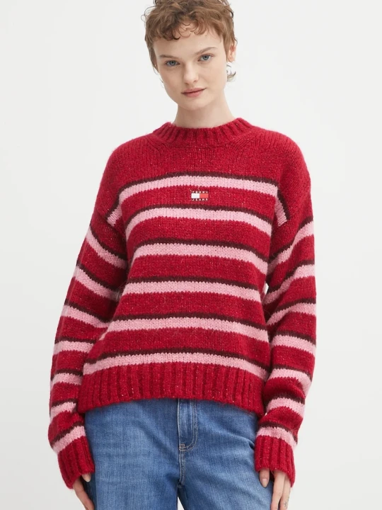Zdjęcie produktu Tommy Jeans sweter z domieszką alpaki czerwony