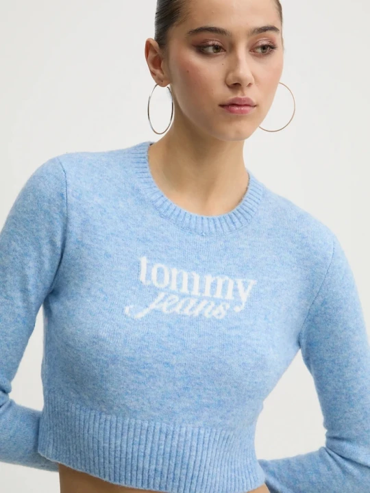 Zdjęcie produktu Tommy Jeans sweter z domieszką wełny niebieski