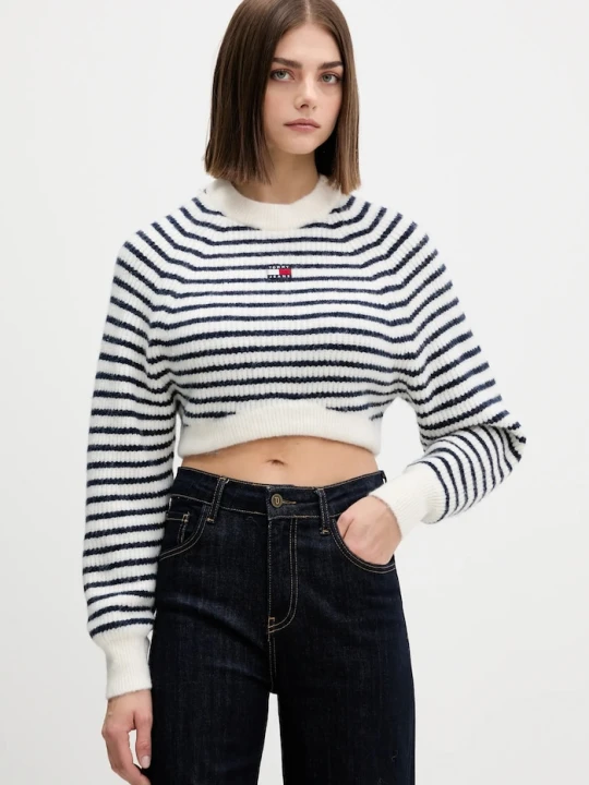 Zdjęcie produktu Tommy Jeans sweter z domieszką wełny biały