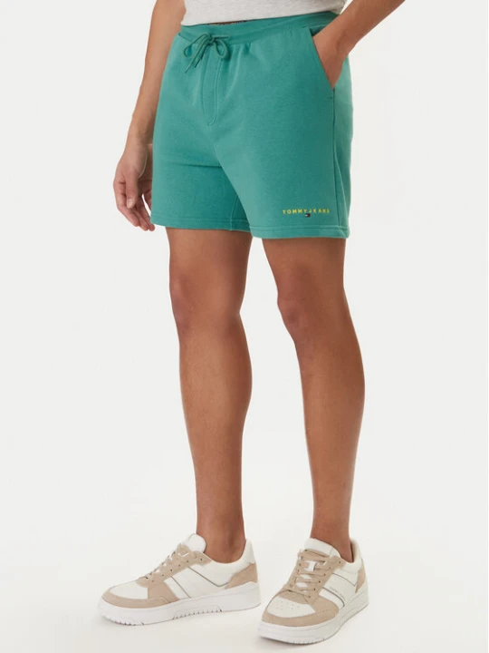 Zdjęcie produktu Tommy Jeans Szorty sportowe Contrast Linear DM0DM22697 Zielony Regular Fit